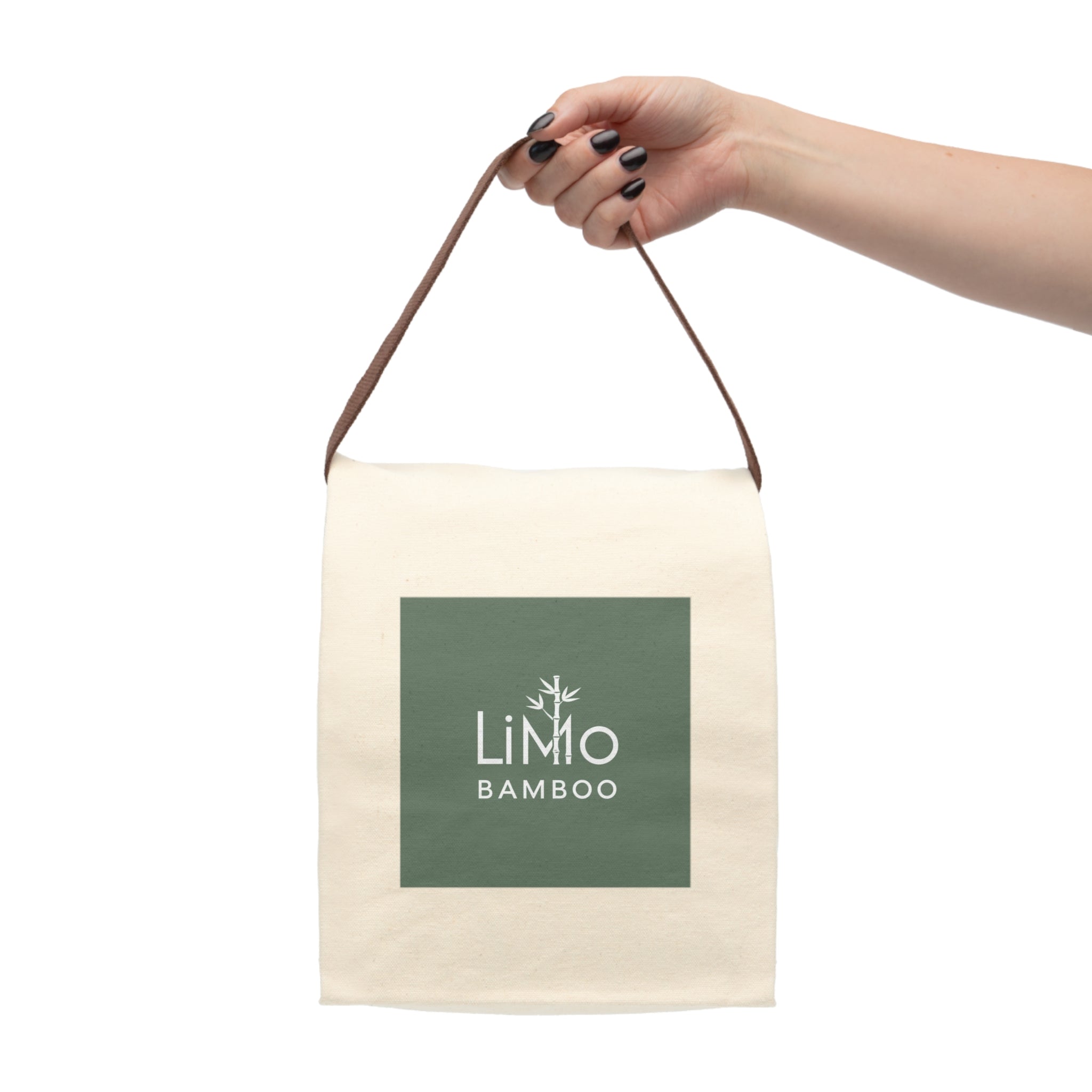 Eco-Friendly Canvas Lunch Bag with Strap, Perfect for School, Work, Picnics, Sustainable Living, LiMo Bamboo Design