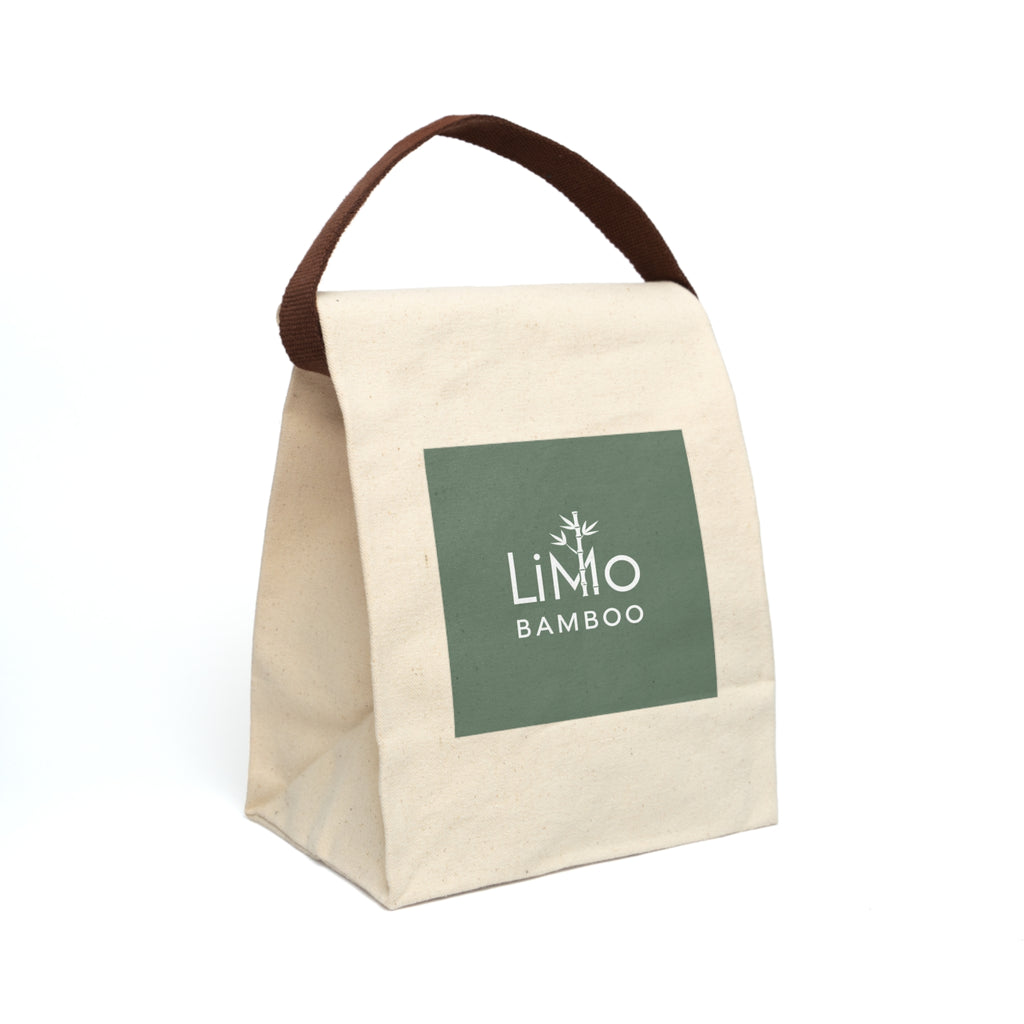 Eco-Friendly Canvas Lunch Bag with Strap, Perfect for School, Work, Picnics, Sustainable Living, LiMo Bamboo Design